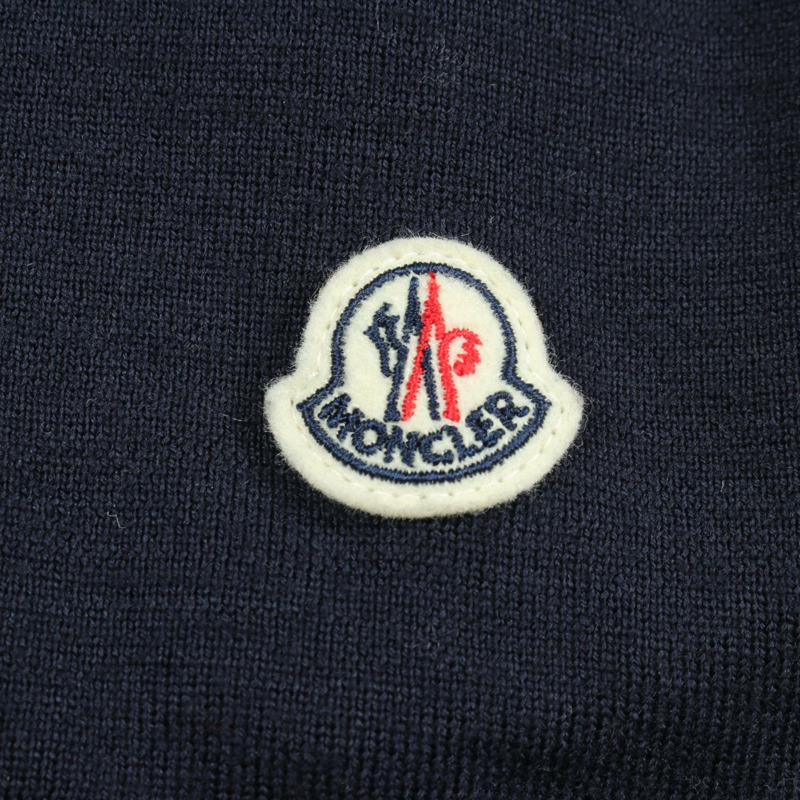 MONCLER 開襟羊毛拼接羽絨外套，海軍藍，二手女款V碼-5