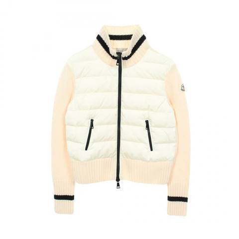 MONCLER 針織羽絨外套 9B00004 尼龍羊毛 白色 米色 #S 二手 女款