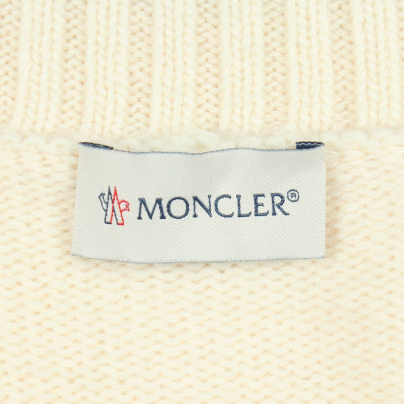 MONCLER 針織羽絨外套 9B00004 尼龍羊毛 白色 米色 #S 二手 女款-2