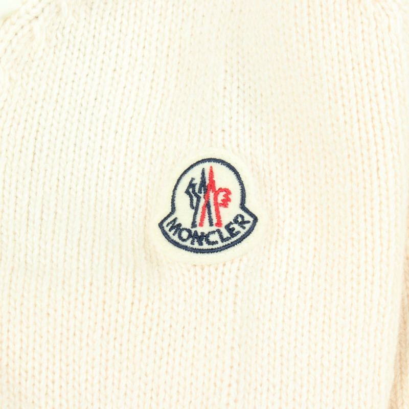 MONCLER 針織羽絨外套 9B00004 尼龍羊毛 白色 米色 #S 二手 女款-5