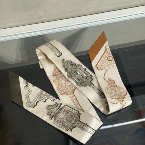 HERMES Merveilleuses Lanternes絕妙燈飾Twilly - 焦糖/卡其