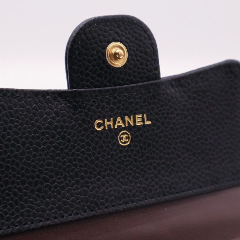 CHANEL 經典口蓋三折短夾 - 黑金-17