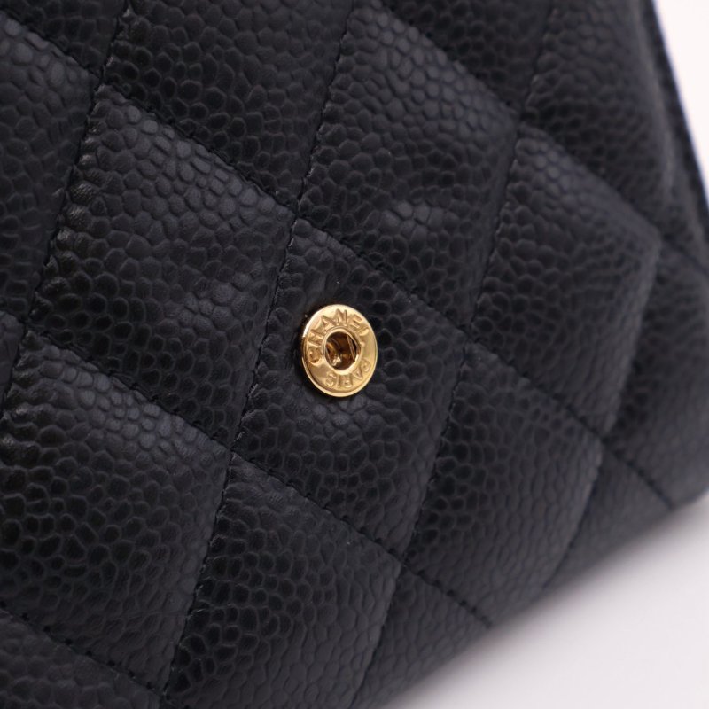CHANEL 經典口蓋三折短夾 - 黑金-18