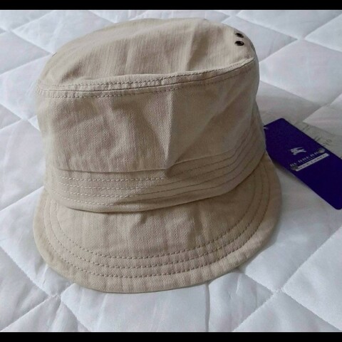 （日本製MIJ）絕版BURBERRY博柏利 BLUE LABEL 藍標 戰馬 皮革標 中性卡其色平頂軍帽ONE SIZE