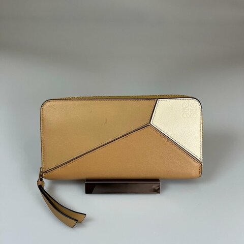 LOEWE  棕拚色puzzle長夾