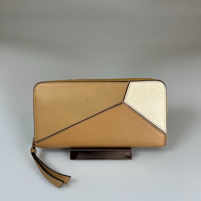 LOEWE 棕拚色puzzle長夾-0