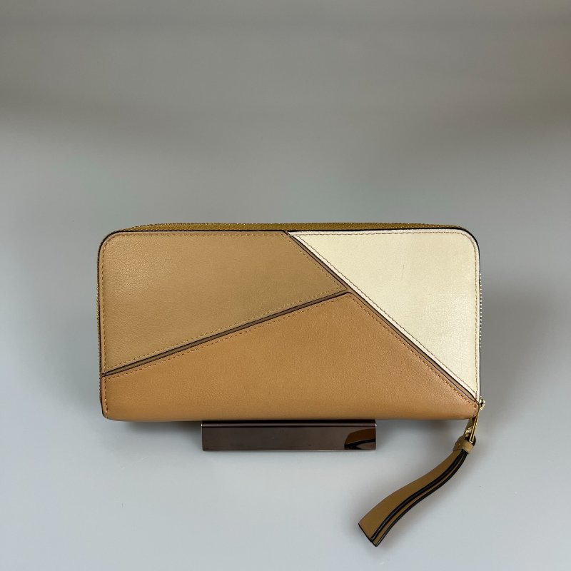 LOEWE 棕拚色puzzle長夾-1