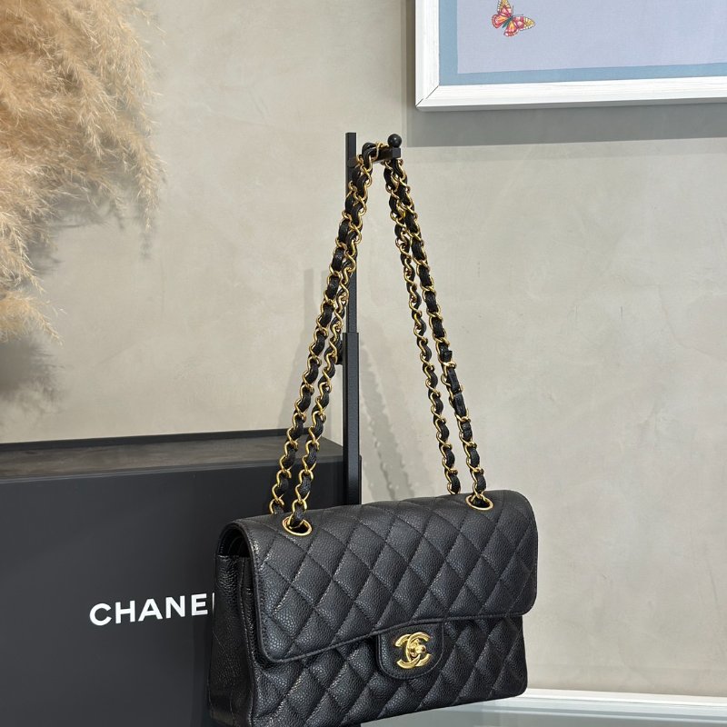 CHANEL 經典口蓋包 CF23 - 粒面牛皮黑金-2