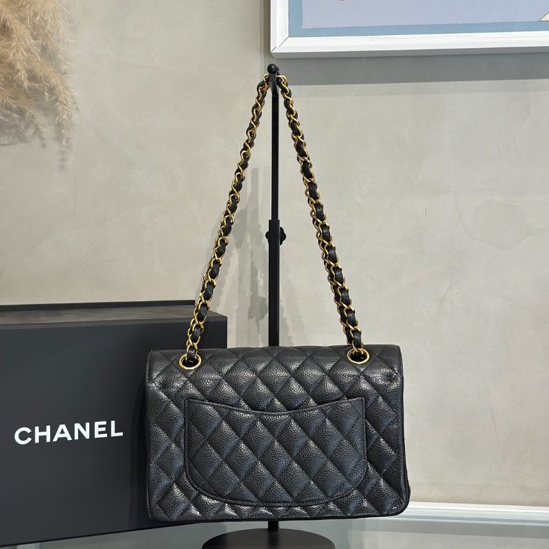CHANEL 經典口蓋包 CF23 - 粒面牛皮黑金-4