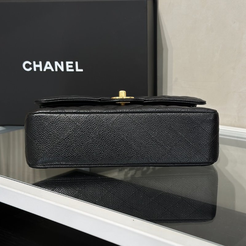 CHANEL 經典口蓋包 CF23 - 粒面牛皮黑金-5