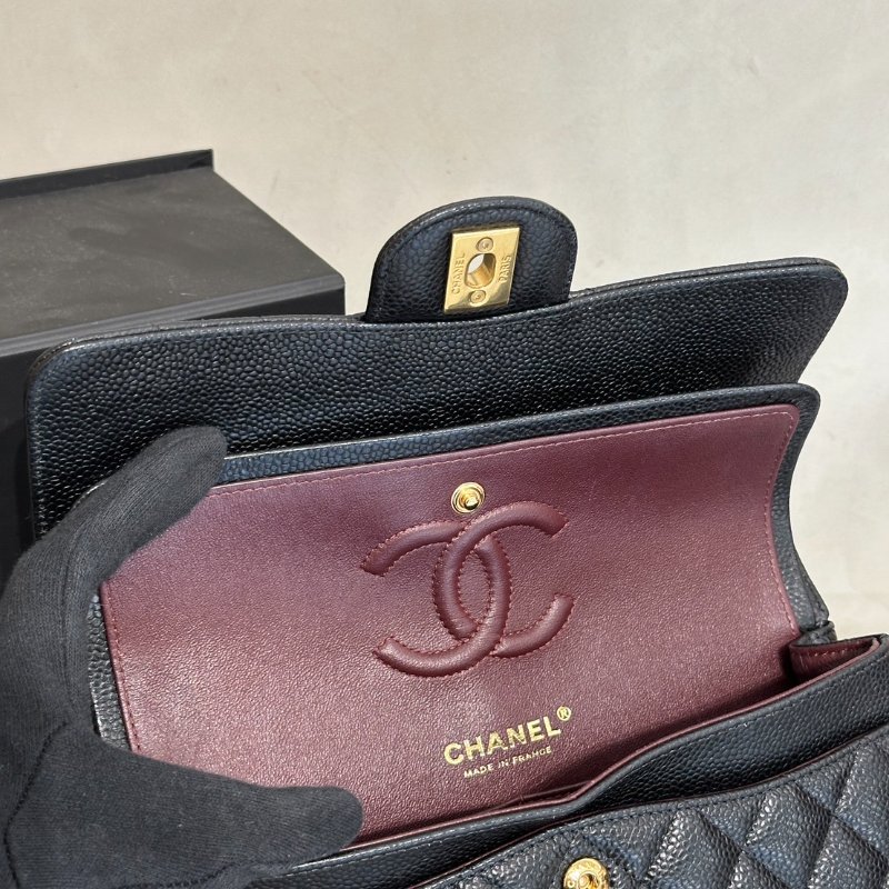 CHANEL 經典口蓋包 CF23 - 粒面牛皮黑金-7
