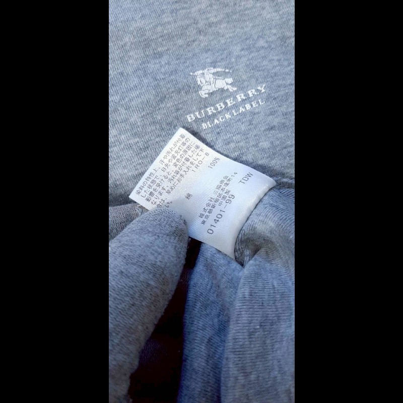 絕版BURBERRY 博柏利 BLACK LABEL 黑標 戰馬 男灰色V領燙印LOGO短袖T恤2號-8