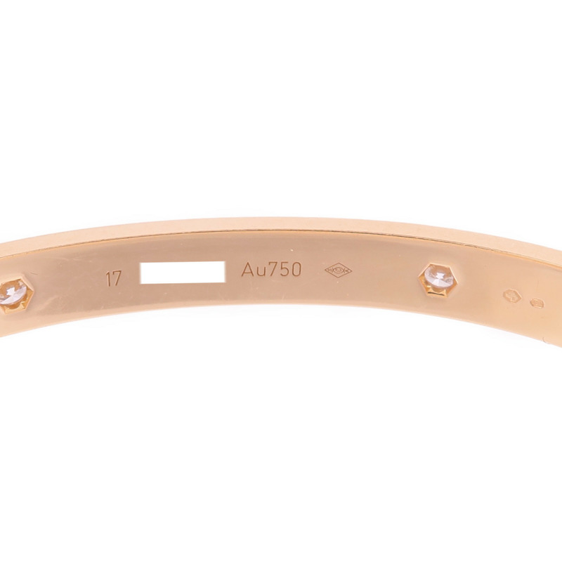 CARTIER 18K玫瑰金Love Bangle 4P Dia鑽石手鐲-5