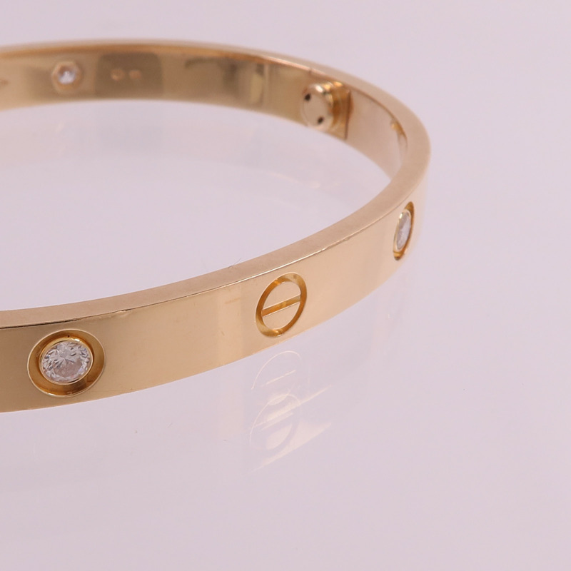 CARTIER 18K玫瑰金Love Bangle 4P Dia鑽石手鐲-8