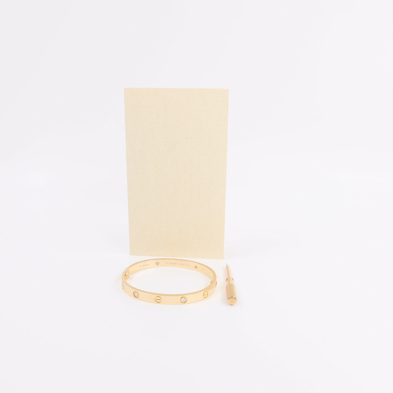 CARTIER 18K玫瑰金Love Bangle 4P Dia鑽石手鐲-9