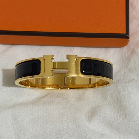 愛馬仕Hermes Clic H黑金琺瑯手環