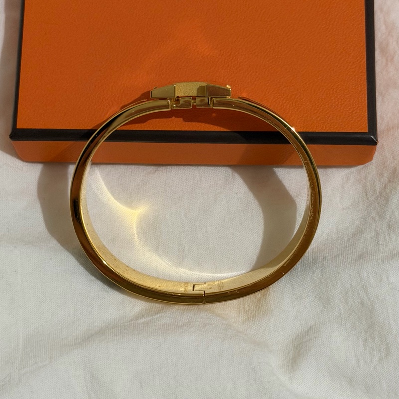 愛馬仕Hermes Clic H黑金琺瑯手環-3