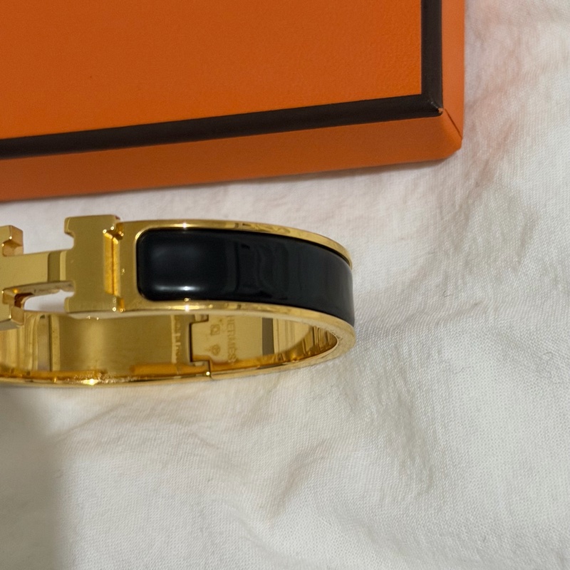 愛馬仕Hermes Clic H黑金琺瑯手環-7