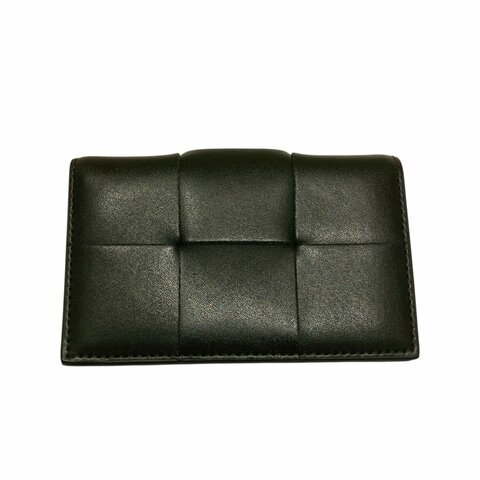 BOTTEGA VENETA 寶緹嘉 651396 CASSETTE BUSINESS CARD CASE 編織卡片夾 小羊皮 墨綠色