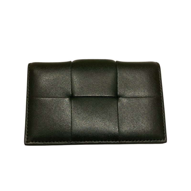 BOTTEGA VENETA 寶緹嘉 651396 CASSETTE BUSINESS CARD CASE 編織卡片夾 小羊皮 墨綠色-0