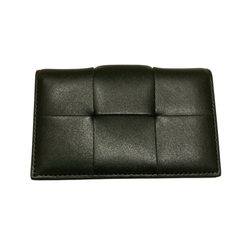 BOTTEGA VENETA 寶緹嘉 651396 CASSETTE BUSINESS CARD CASE 編織卡片夾 小羊皮 墨綠色-1