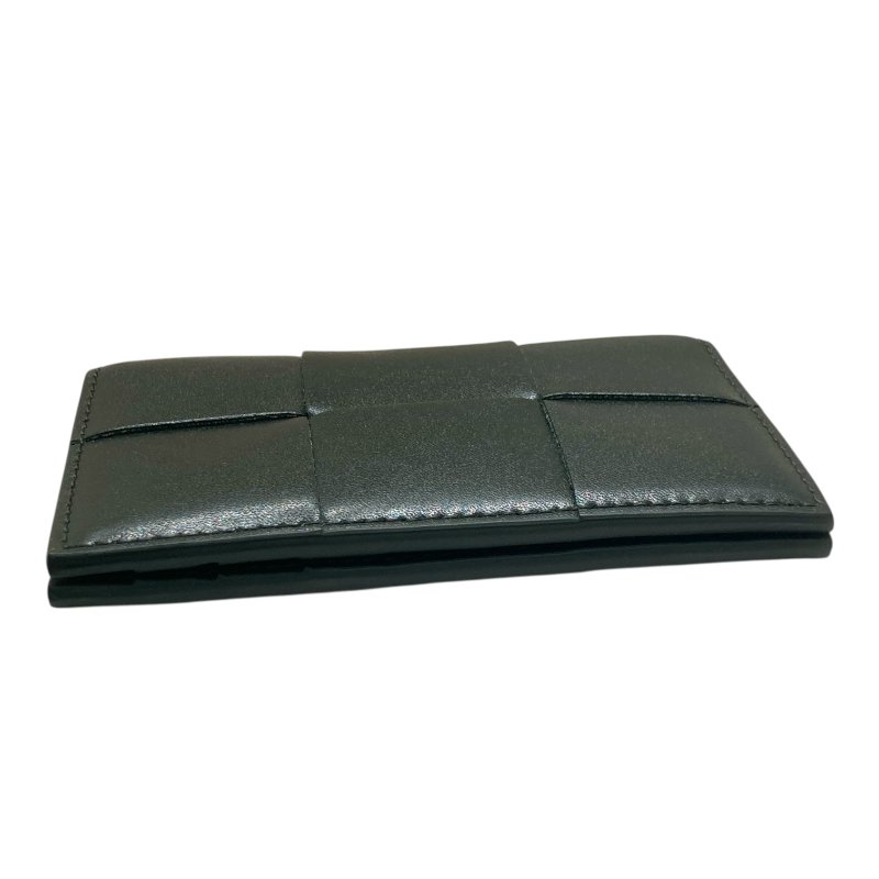 BOTTEGA VENETA 寶緹嘉 651396 CASSETTE BUSINESS CARD CASE 編織卡片夾 小羊皮 墨綠色-5