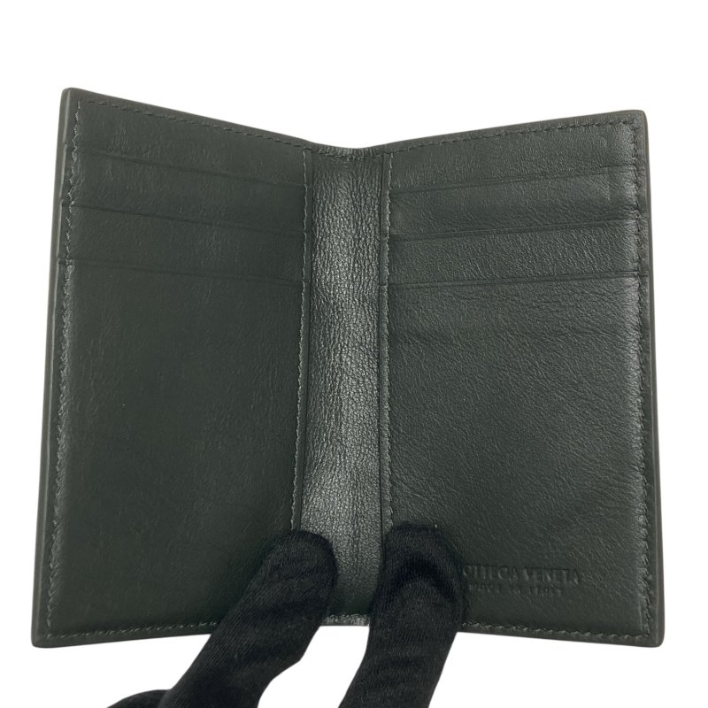 BOTTEGA VENETA 寶緹嘉 651396 CASSETTE BUSINESS CARD CASE 編織卡片夾 小羊皮 墨綠色-7