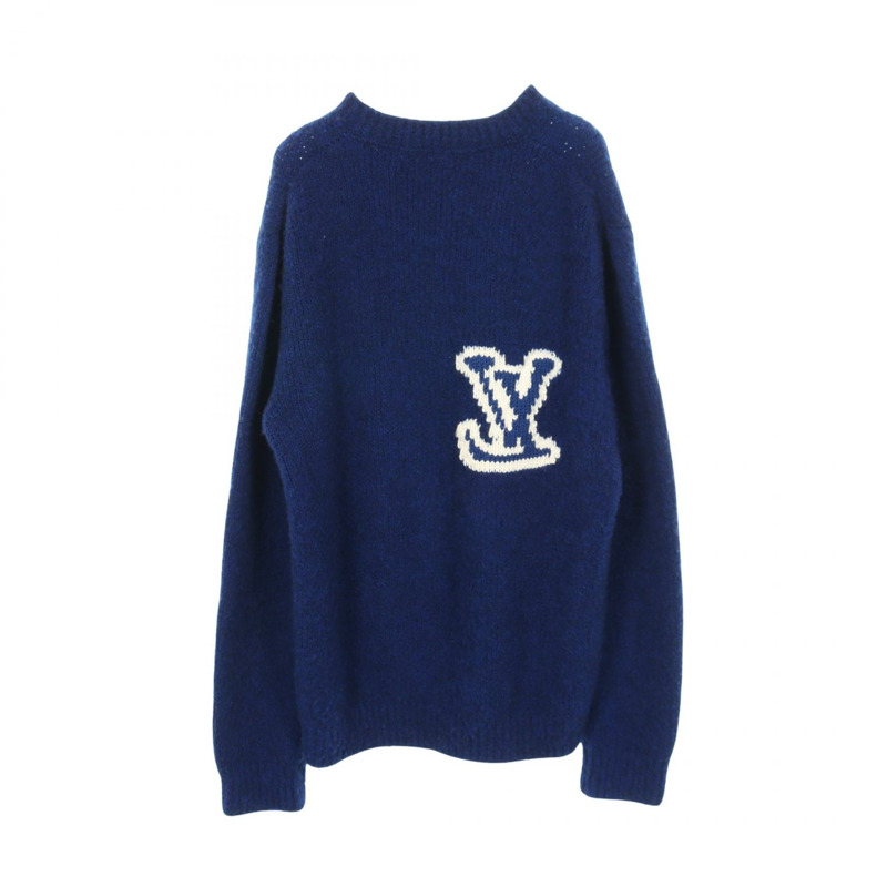 LOUIS VUITTON LV 嵌花針織毛衣 RM202M VSS HJN18W 羊毛 藍色 二手 #L-1