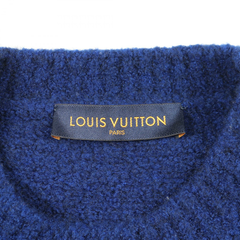 LOUIS VUITTON LV 嵌花針織毛衣 RM202M VSS HJN18W 羊毛 藍色 二手 #L-2