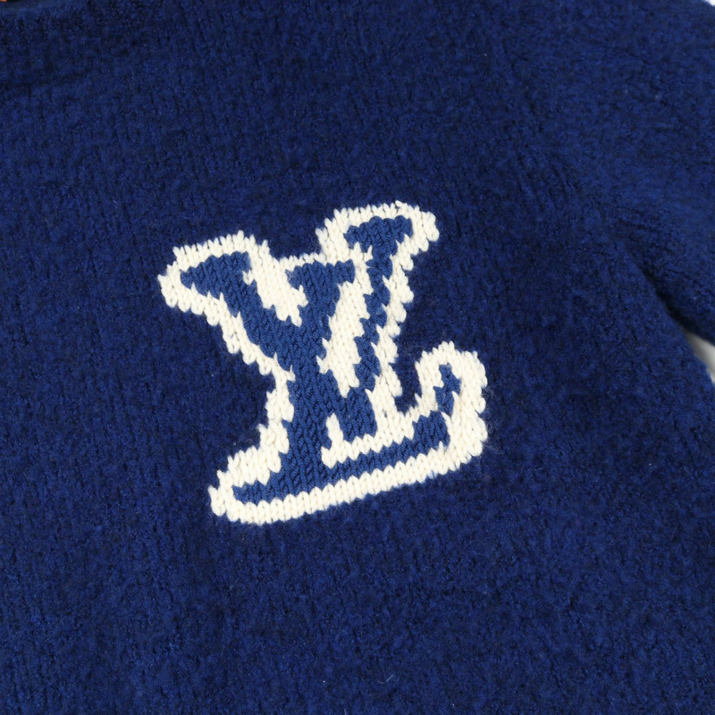 LOUIS VUITTON LV 嵌花針織毛衣 RM202M VSS HJN18W 羊毛 藍色 二手 #L-6