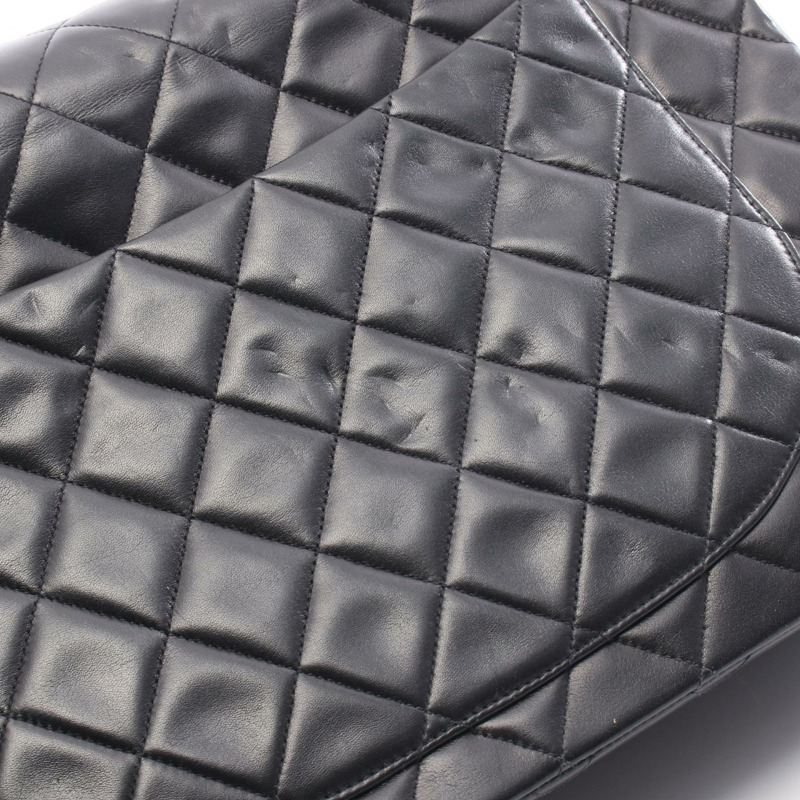 香奈兒 Jumbo Matelasse 34 單翻蓋鏈條肩背包,羊皮材質,黑色,二手,金色五金-7