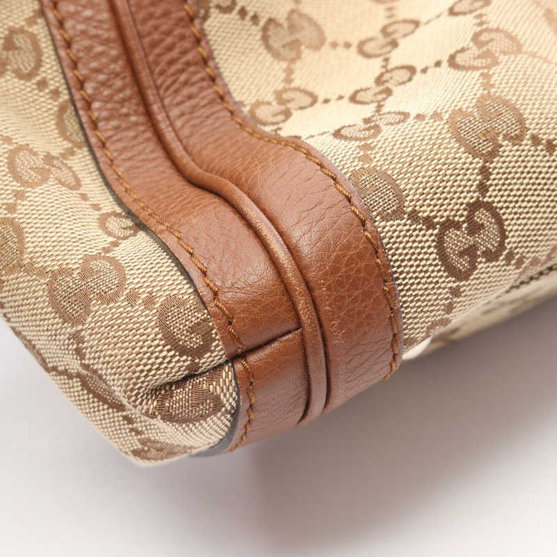 GUCCI Bella Bamboo GG帆布單肩托特包 282300 皮革 米棕色 二手-6