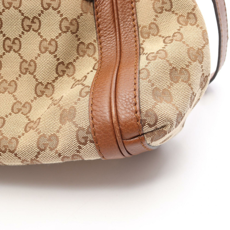 GUCCI Bella Bamboo GG帆布單肩托特包 282300 皮革 米棕色 二手-7