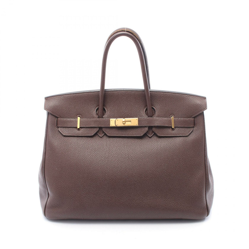 HERMES Birkin 35 手提包 Togo 皮革棕色巧克力色二手女式 GHW L-0