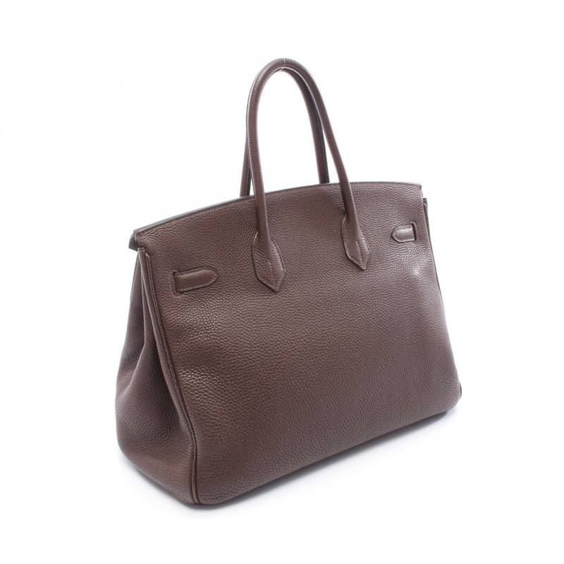 HERMES Birkin 35 手提包 Togo 皮革棕色巧克力色二手女式 GHW L-1