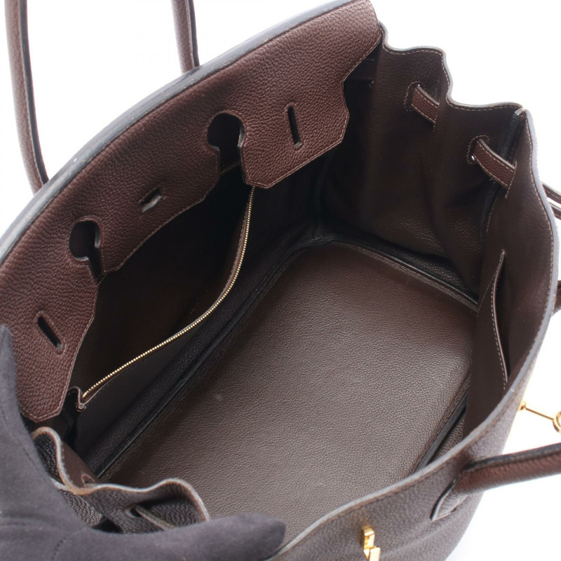 HERMES Birkin 35 手提包 Togo 皮革棕色巧克力色二手女式 GHW L-2