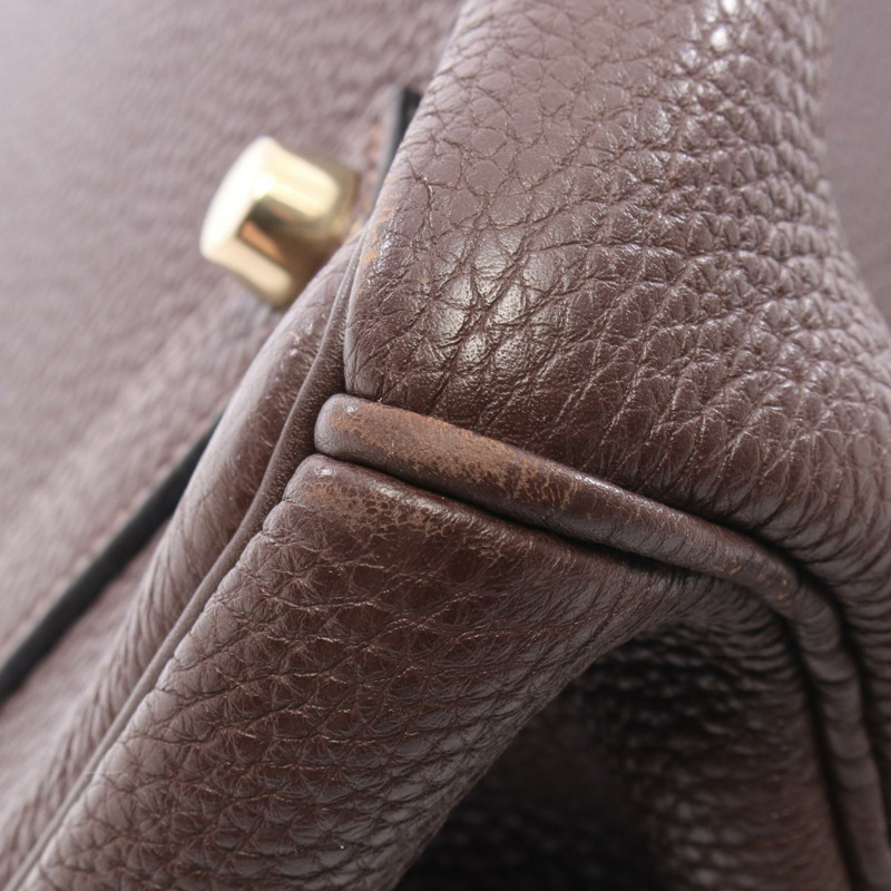 HERMES Birkin 35 手提包 Togo 皮革棕色巧克力色二手女式 GHW L-7