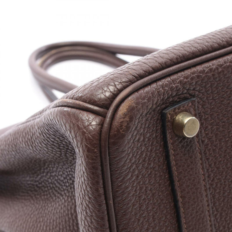 HERMES Birkin 35 手提包 Togo 皮革棕色巧克力色二手女式 GHW L-12