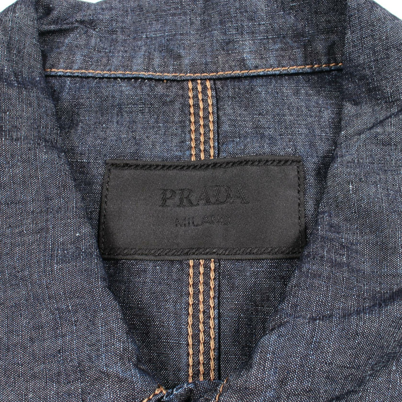 PRADA 淺藍色牛仔布短夾克,純棉,海軍藍,L碼,二手男款-2