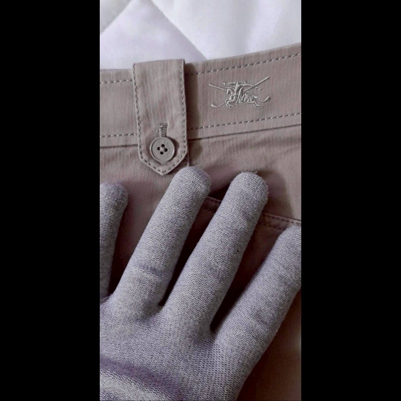 BURBERRY 博柏利 GOLF高爾夫球 戰馬 女卡其色多口袋彈性反折褲管休閒短褲11號-5
