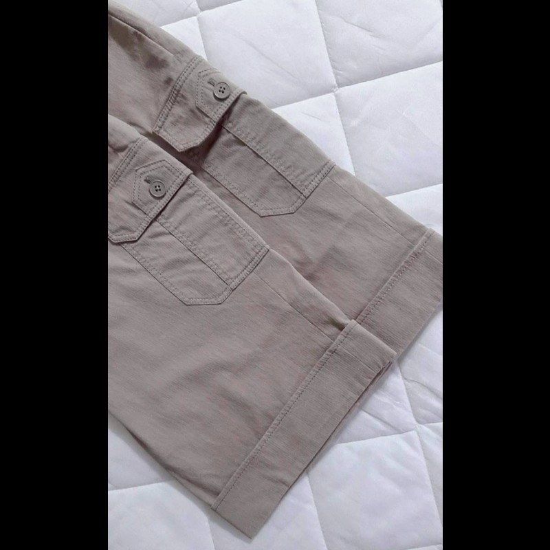 BURBERRY 博柏利 GOLF高爾夫球 戰馬 女卡其色多口袋彈性反折褲管休閒短褲11號-7