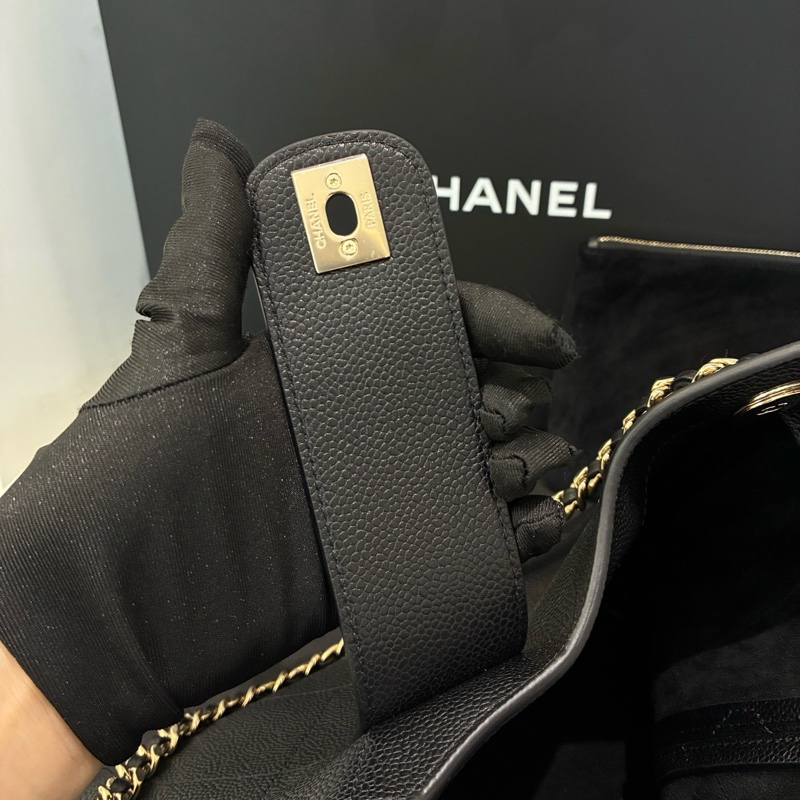 ✨閒置新未使用🆕Chanel香奈兒 26P腋下hobo雙C 經典菱格紋托特包肩背包 黑金配色✅正品-6