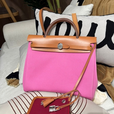 Hermes Herbag 31 Stamp Z Bubble Gum / Rubis / Nature