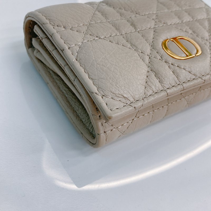 MS0735 Dior 迪澳沙色羊皮 金扣 短錢包 Caro Glycine Wallet Beige x GHW-5