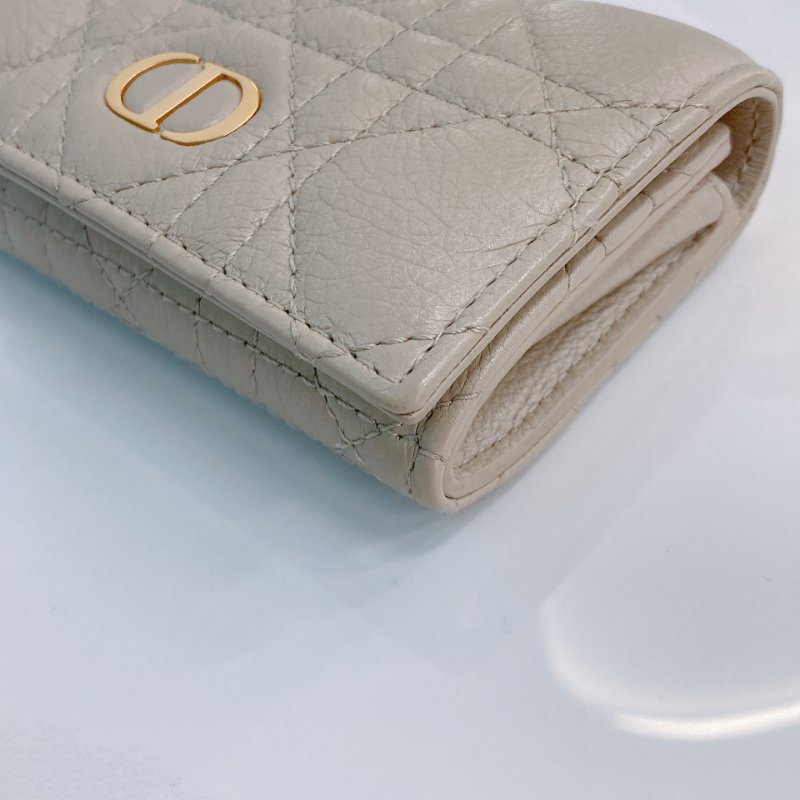 MS0735 Dior 迪澳沙色羊皮 金扣 短錢包 Caro Glycine Wallet Beige x GHW-6