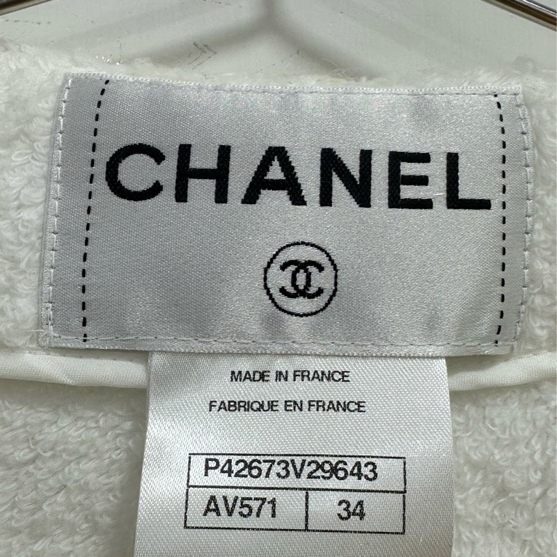 Chanel 2012度假系列秀白金四口袋外套 毛巾料滾邊外套 34碼-2