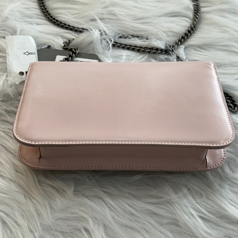 Balenciaga B logo WOC 櫻花粉 鏈條包-6