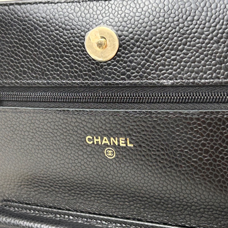 Chanel 經典 WOC 黑色荔枝皮鏈條金釦 晶片款式-19