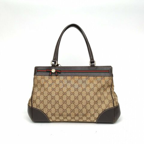 GUCCI 老花帆布金扣手提包