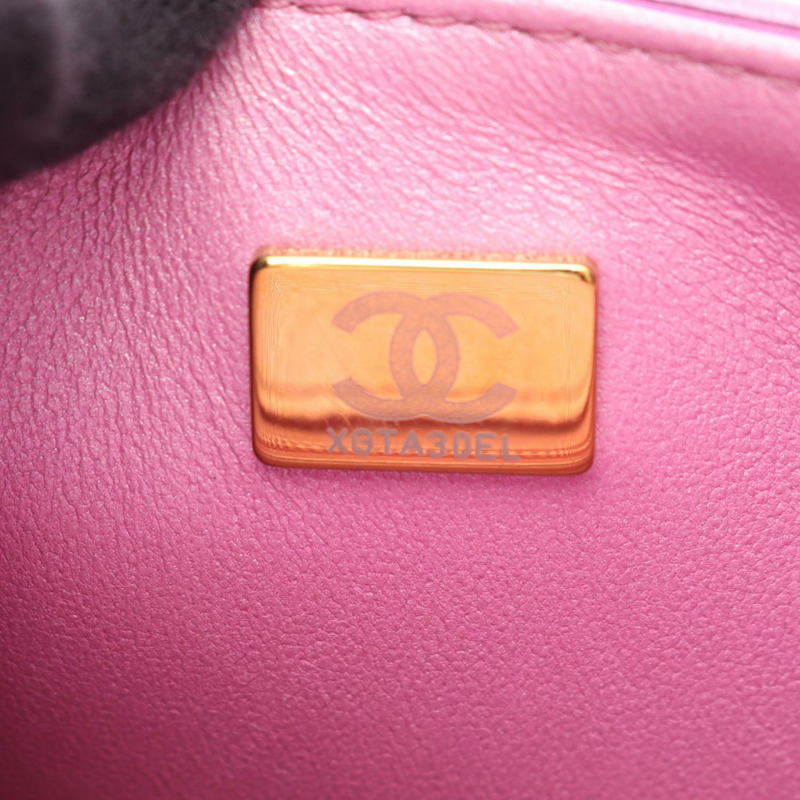 香奈兒 (CHANEL) Matelasse 迷你翻蓋金屬鏈單背包 AS4646 粉紅色皮革-4
